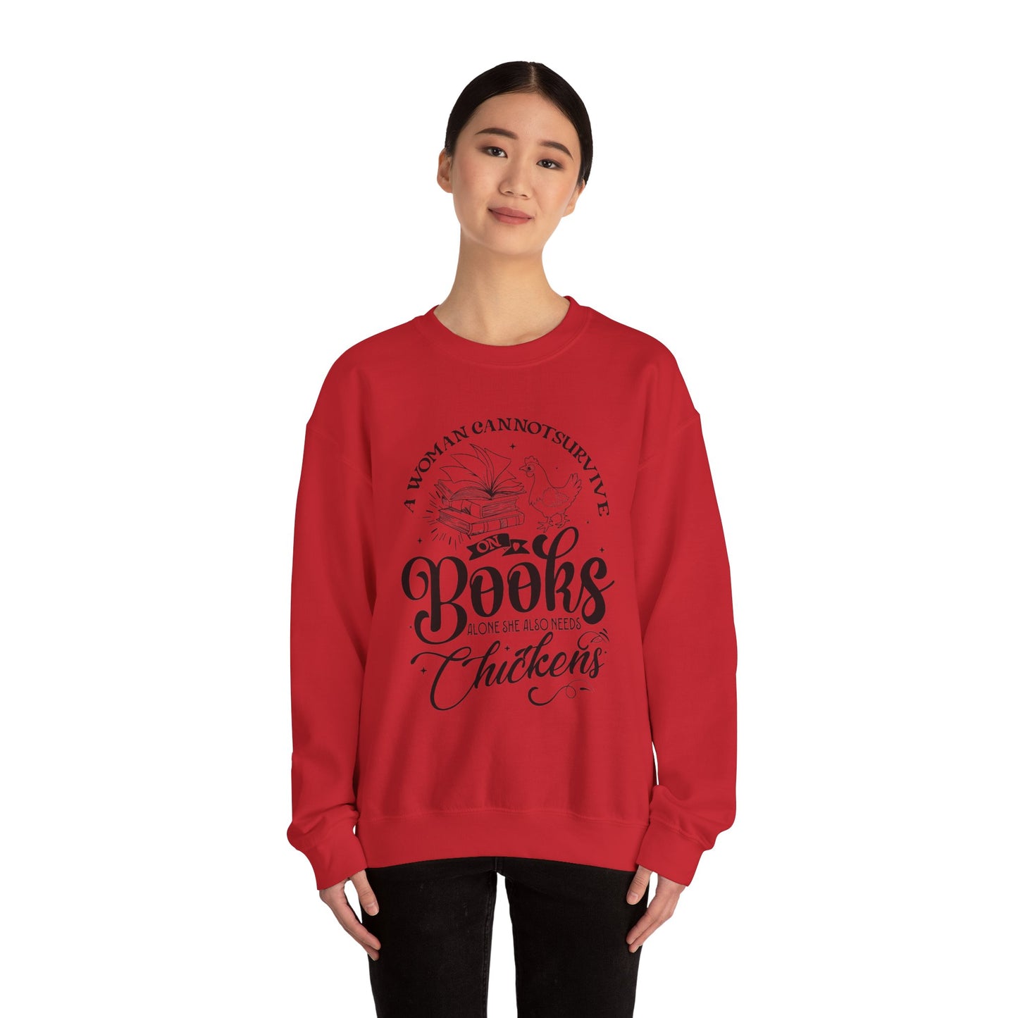 Cozy Book Lover Sweatshirt - Perfect for Readers, Gift for Bookworms, Library Fashion, Chicken Enthusiast Apparel, Novelty Crewneck