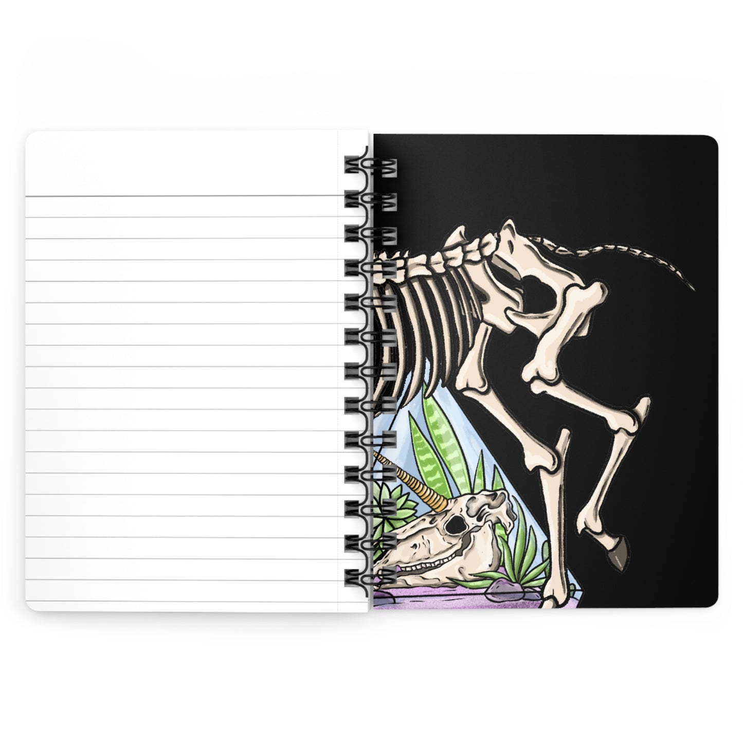 Skeleton Unicorn Spiral Bound Journal, Animal Art Notebook, Unique Gifts for Writers, Journal for Teens, School Supplies