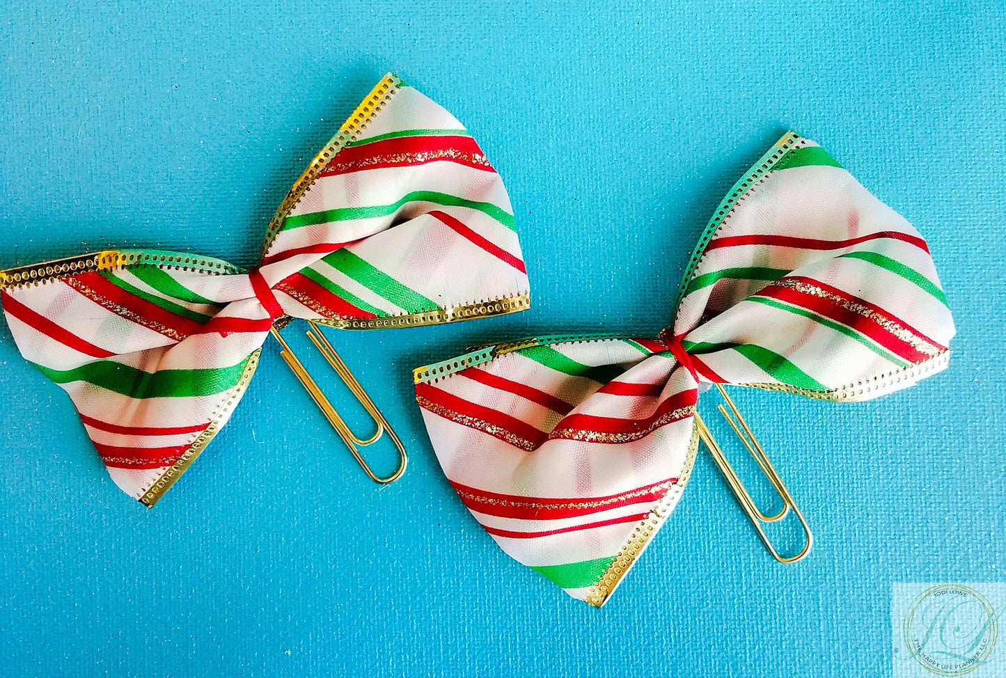 Candy cane planner clip bow