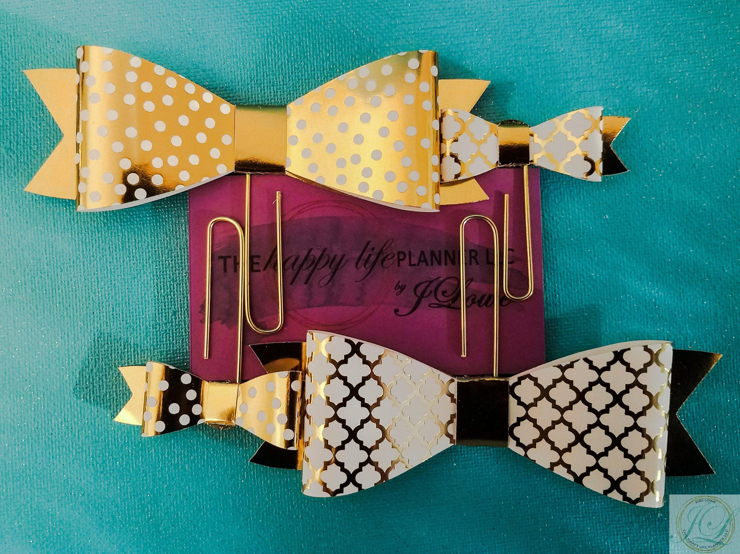 Gold paper bow planner clips