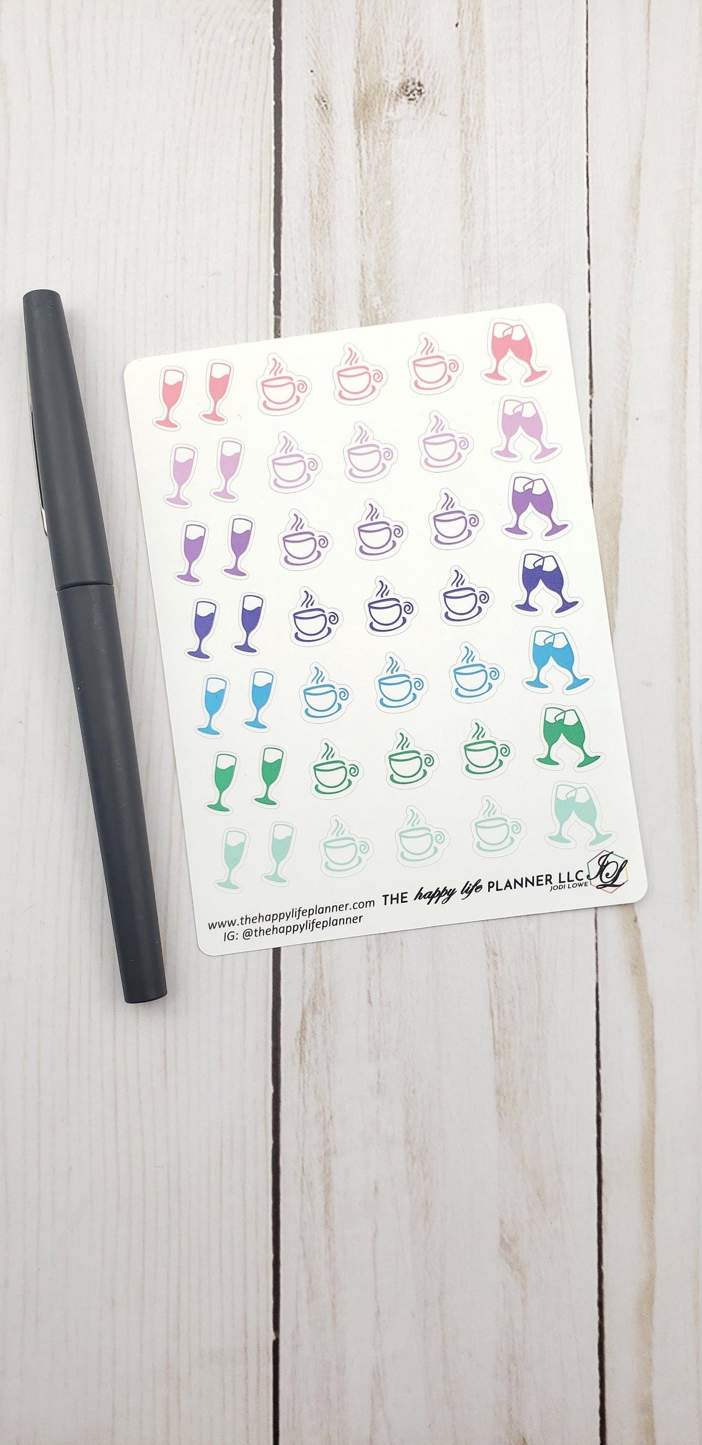 Wine and Coffee planner stickers, wine and coffee and drinks stickers, planner stickers, functional stickers
