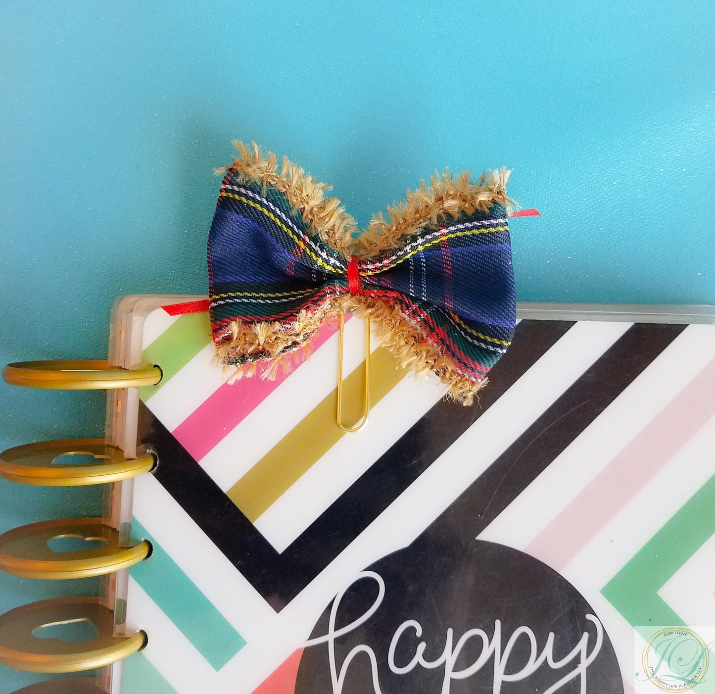Fuzzy wuzzy plaid planner clip bow