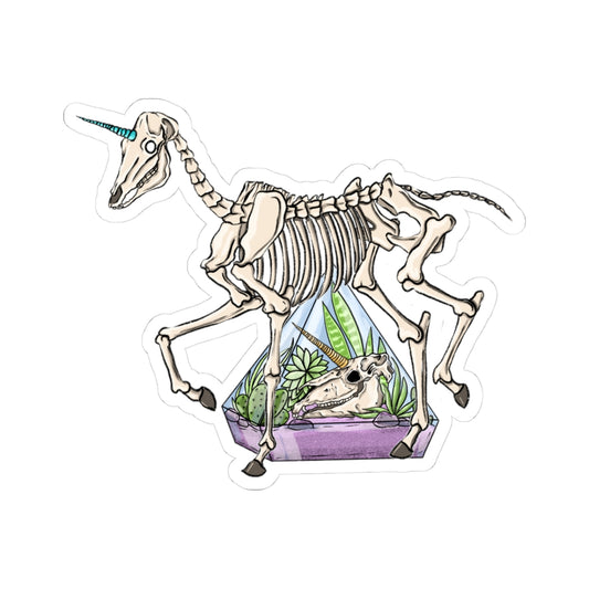 Skeleton Unicorn Kiss-Cut Stickers, Fun Laptop Decals, Unique Planner Accessories, Halloween Decor, Quirky Home Office Decor