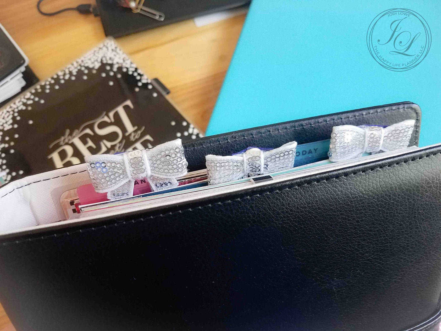 3 Silver bow planner clips