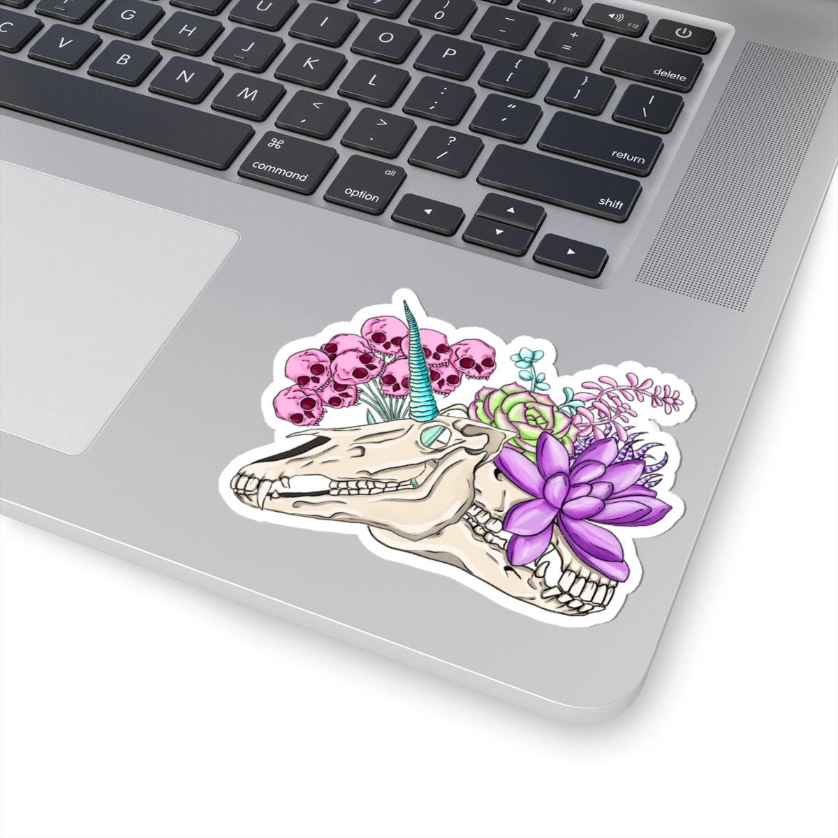 Unique Floral Skull Kiss-Cut Stickers for Boho Decor, Laptop, Scrapbooking, Gifts, Arts & Crafts