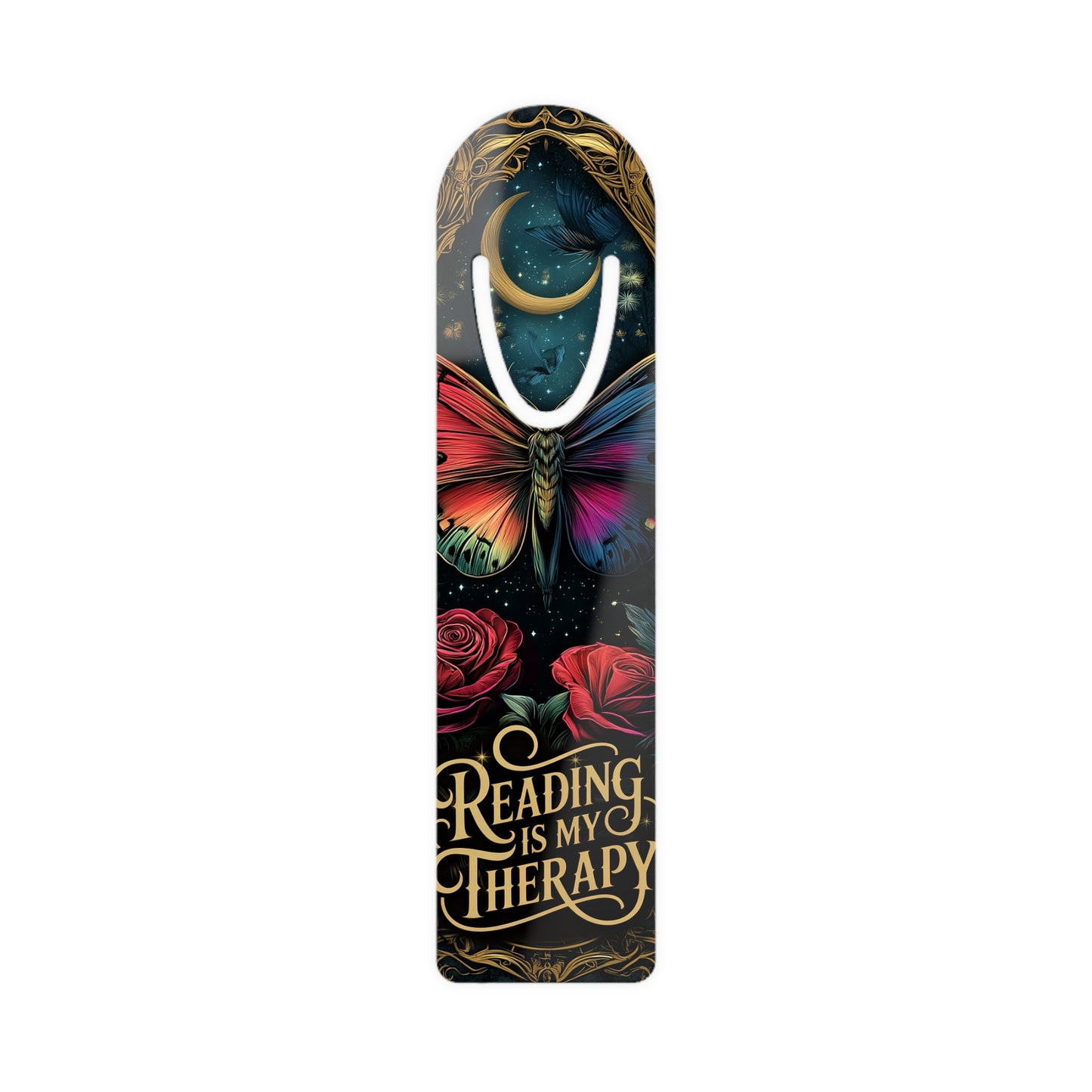 Therapeutic Reading Bookmark, Inspirational Gift for Readers, Reading is My Therapy Bookmark, Book Lover's Accessory, Gothic Style Bookmark