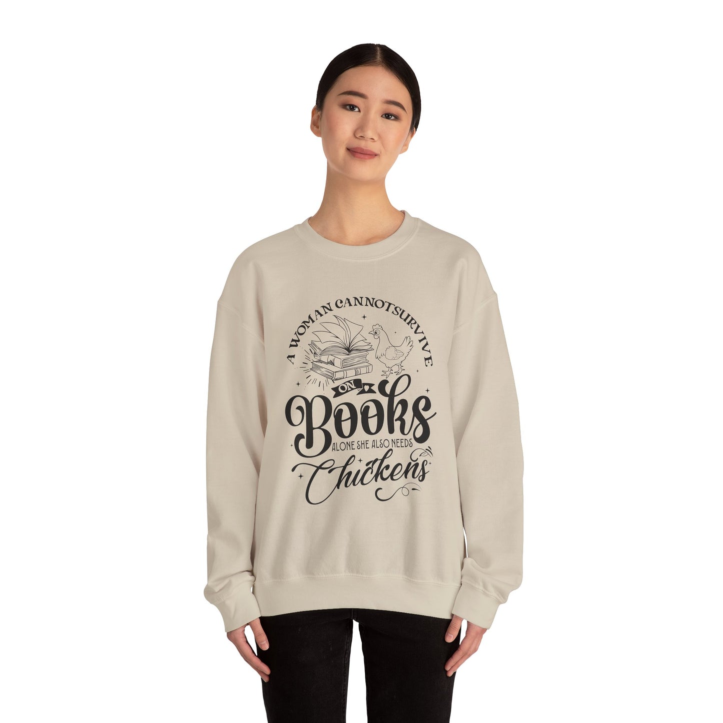 Cozy Book Lover Sweatshirt - Perfect for Readers, Gift for Bookworms, Library Fashion, Chicken Enthusiast Apparel, Novelty Crewneck