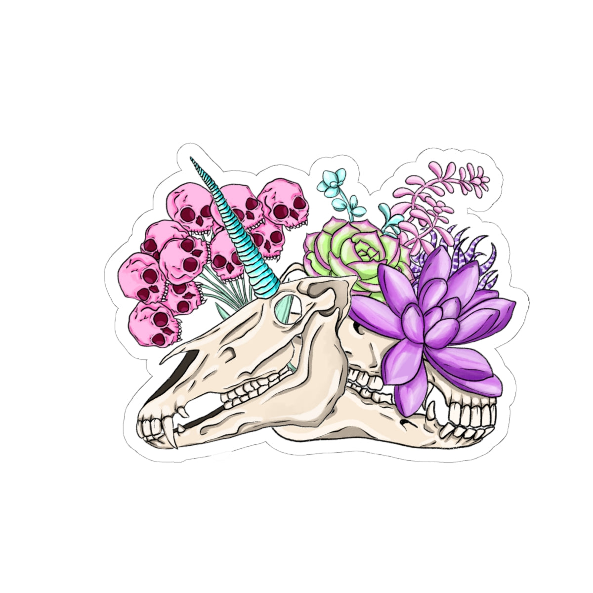 Unique Floral Skull Kiss-Cut Stickers for Boho Decor, Laptop, Scrapbooking, Gifts, Arts & Crafts