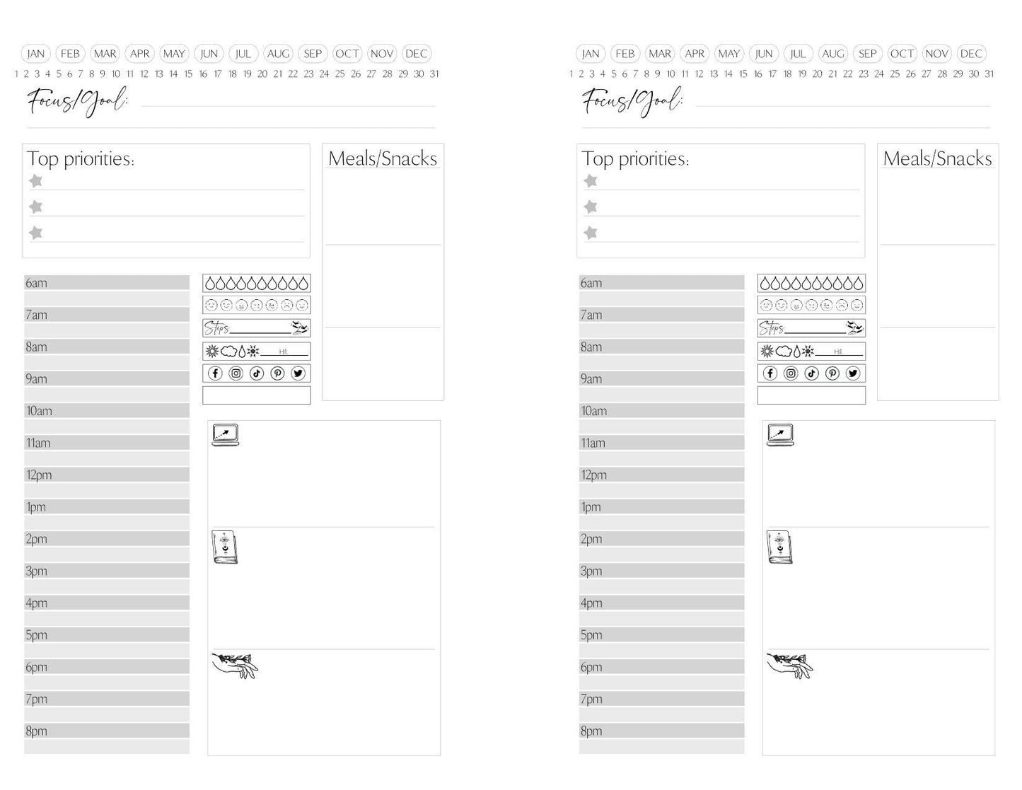 Daily Planner, PRINTABLE Planner, Daily Tracker, Day Organizer, Productivity Planner, Priority Planner. School, Work, Business, Personal