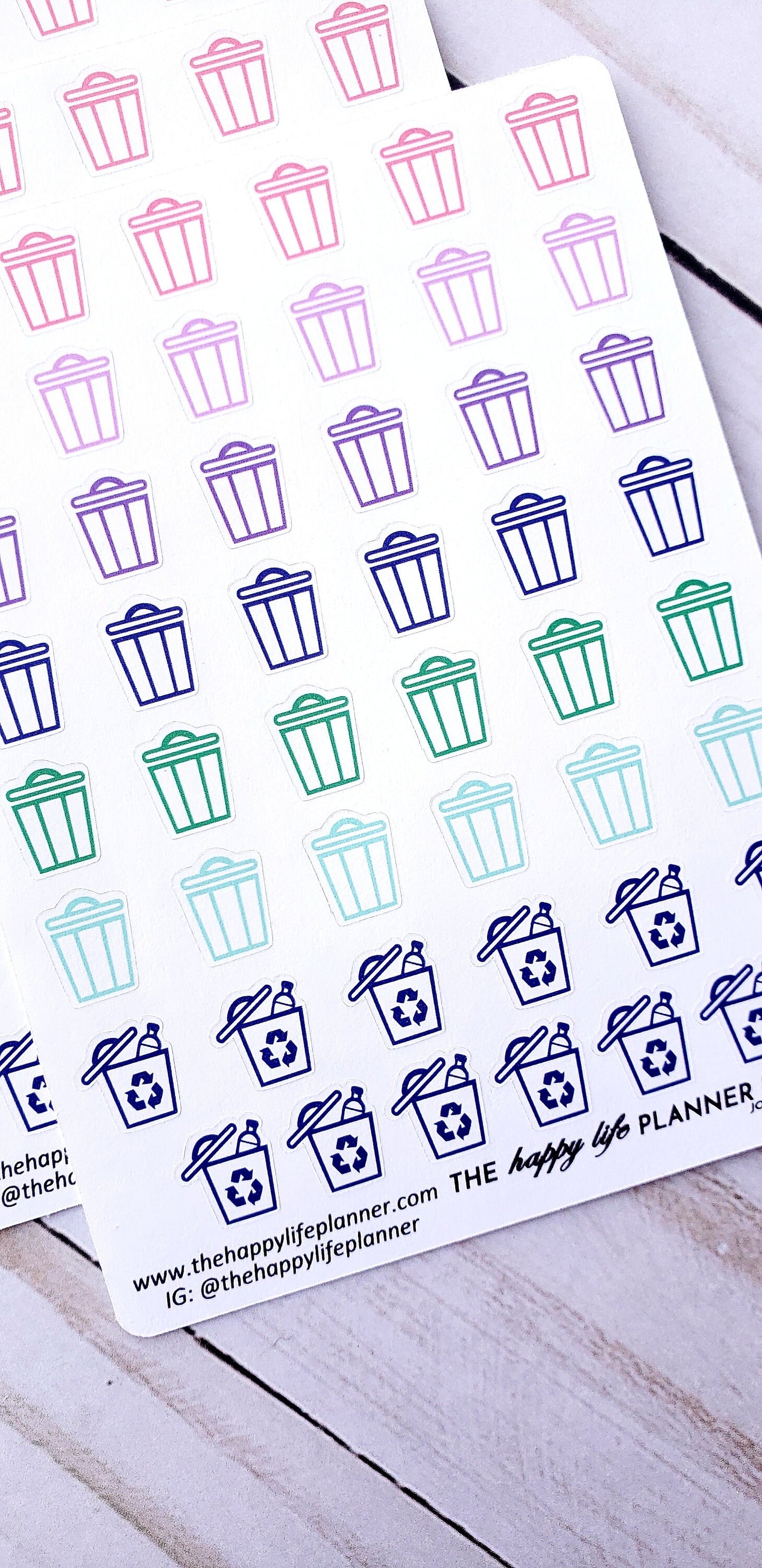 Trash and recycle planner stickers, trash and recycle stickers, planner stickers, functional stickers
