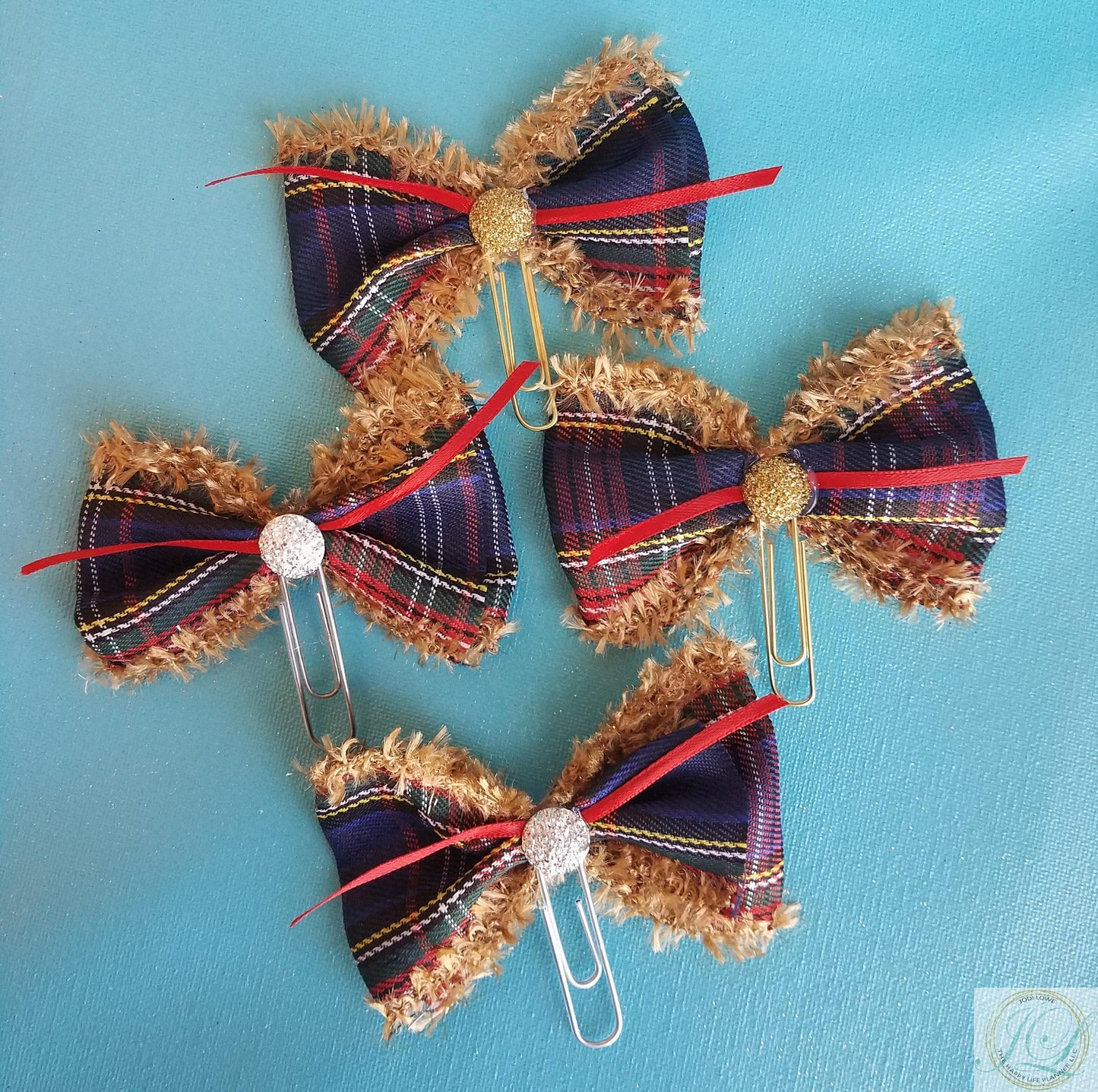 Fuzzy wuzzy plaid planner clip bow