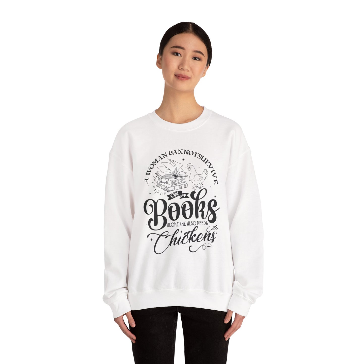 Cozy Book Lover Sweatshirt - Perfect for Readers, Gift for Bookworms, Library Fashion, Chicken Enthusiast Apparel, Novelty Crewneck