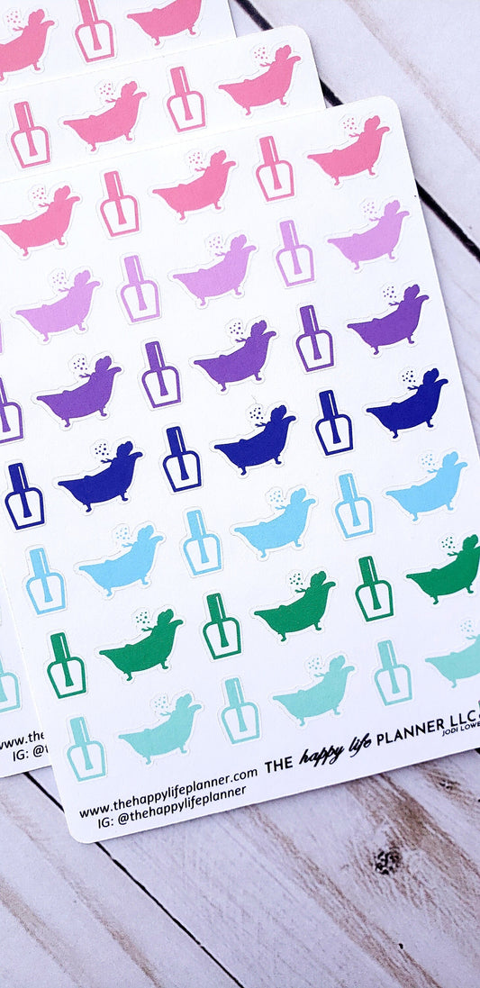 Me Time planner stickers, mani pedi stickers, planner stickers, functional stickers