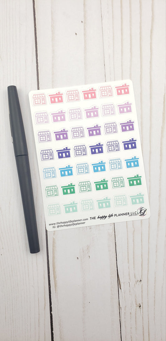 Storefronts planner stickers, storefront stickers, planner stickers, functional stickers