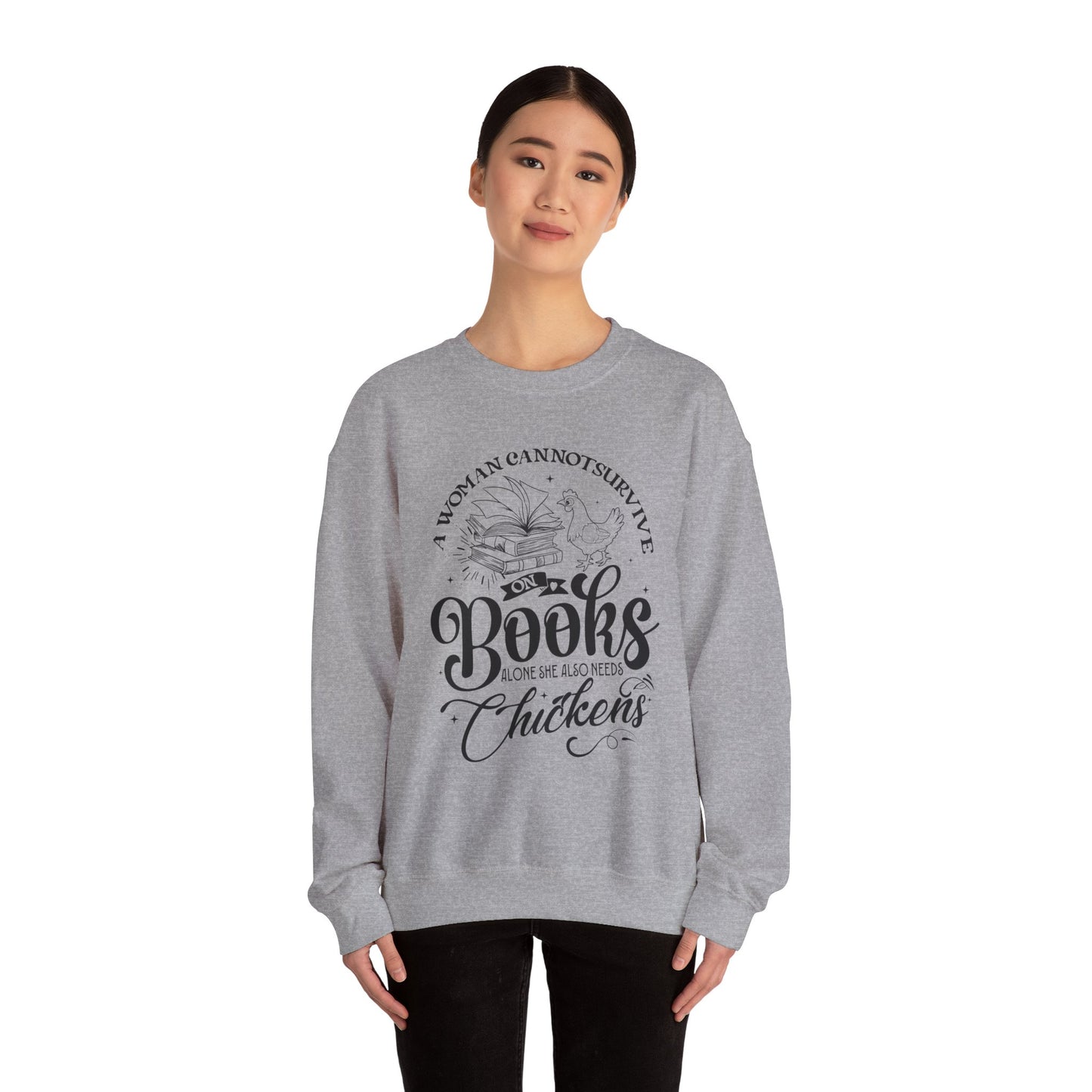 Cozy Book Lover Sweatshirt - Perfect for Readers, Gift for Bookworms, Library Fashion, Chicken Enthusiast Apparel, Novelty Crewneck
