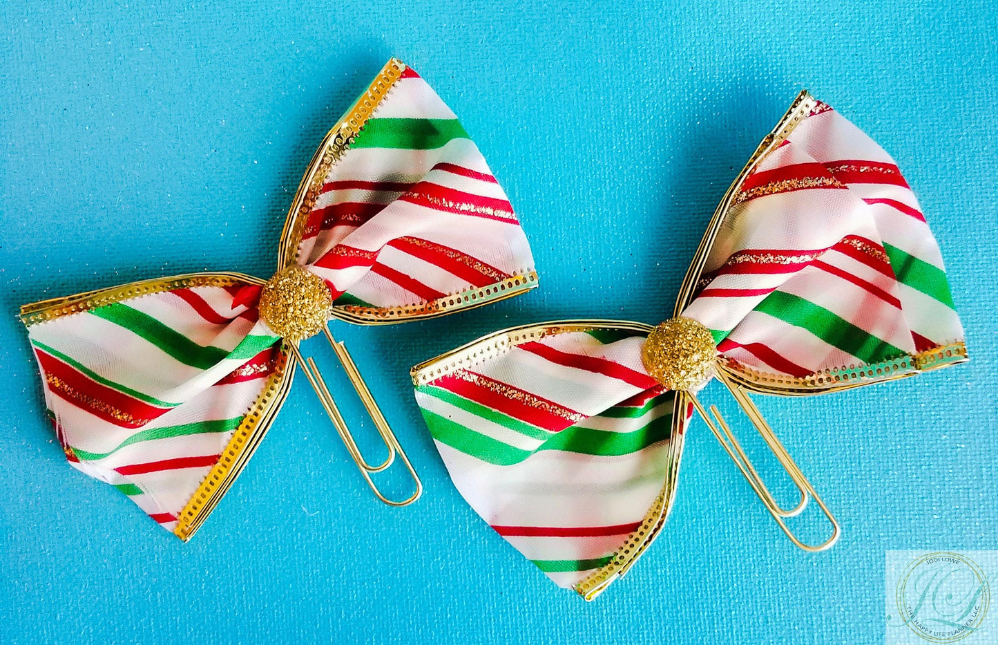 Candy cane planner clip bow