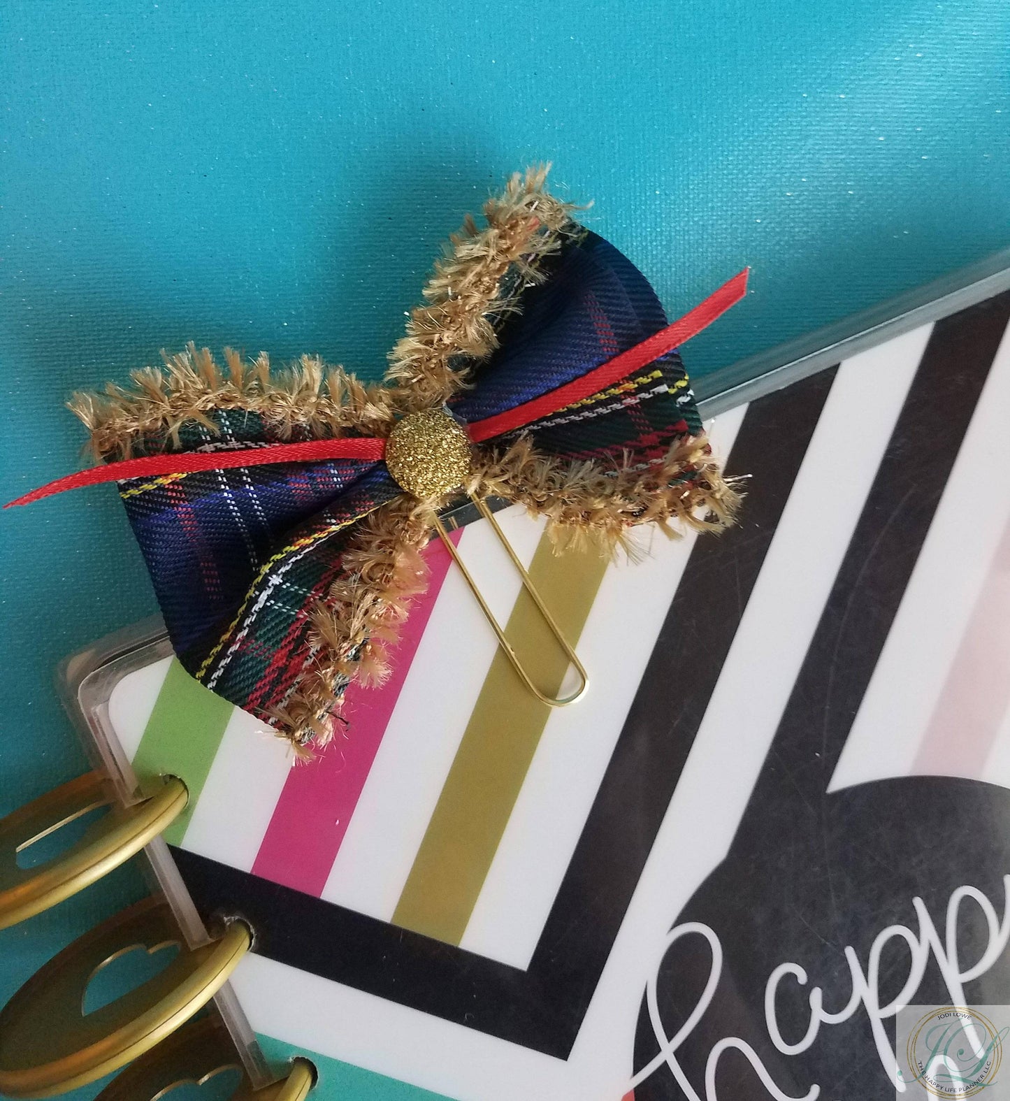Fuzzy wuzzy plaid planner clip bow