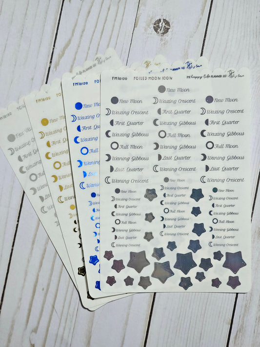 Moon Phase stickers, Foil stickers, moon, phase, planner stickers, foiled stickers, planner. Read Description!