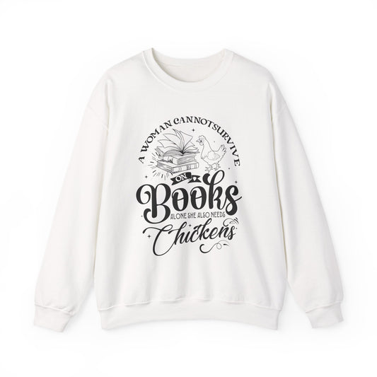 Cozy Book Lover Sweatshirt - Perfect for Readers, Gift for Bookworms, Library Fashion, Chicken Enthusiast Apparel, Novelty Crewneck