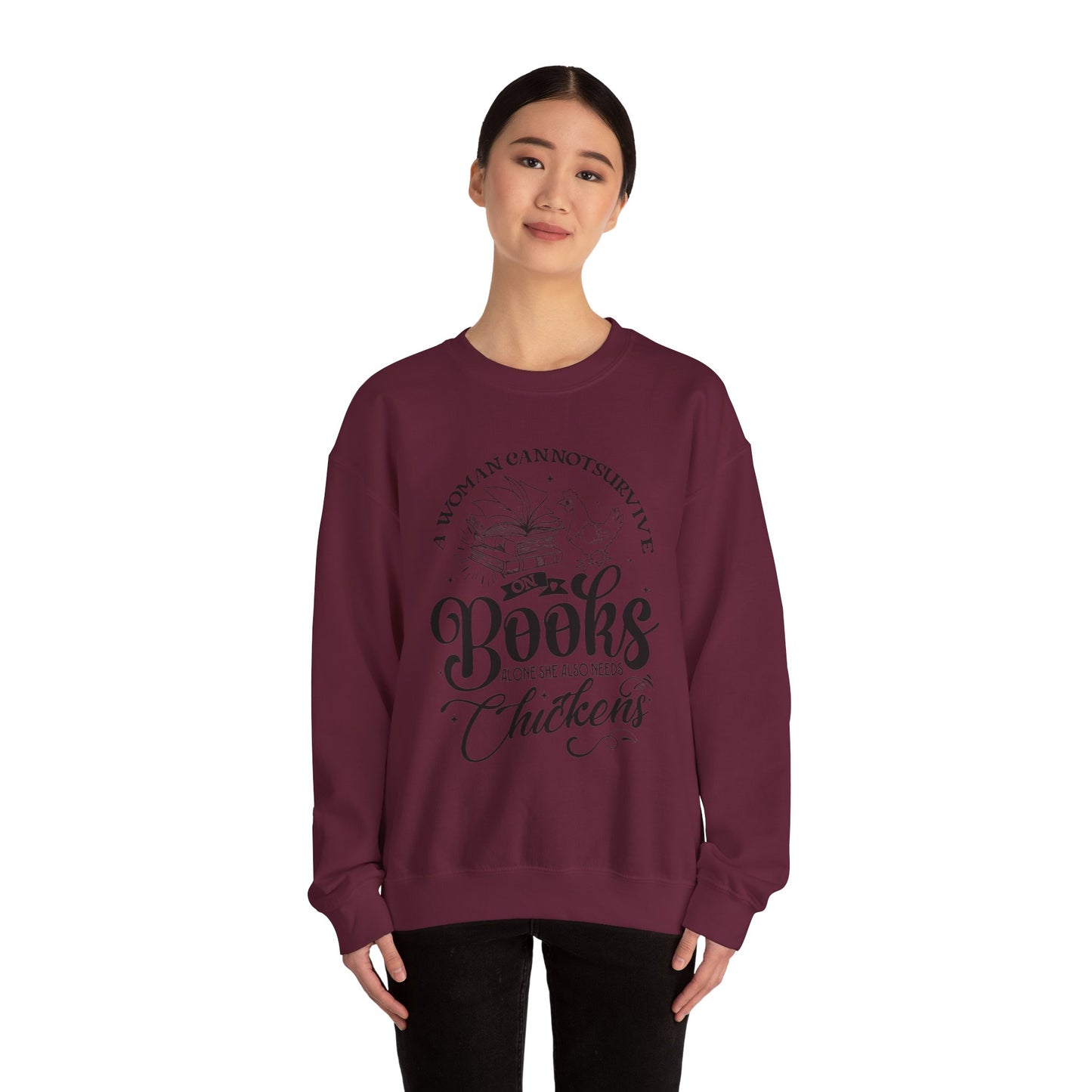 Cozy Book Lover Sweatshirt - Perfect for Readers, Gift for Bookworms, Library Fashion, Chicken Enthusiast Apparel, Novelty Crewneck