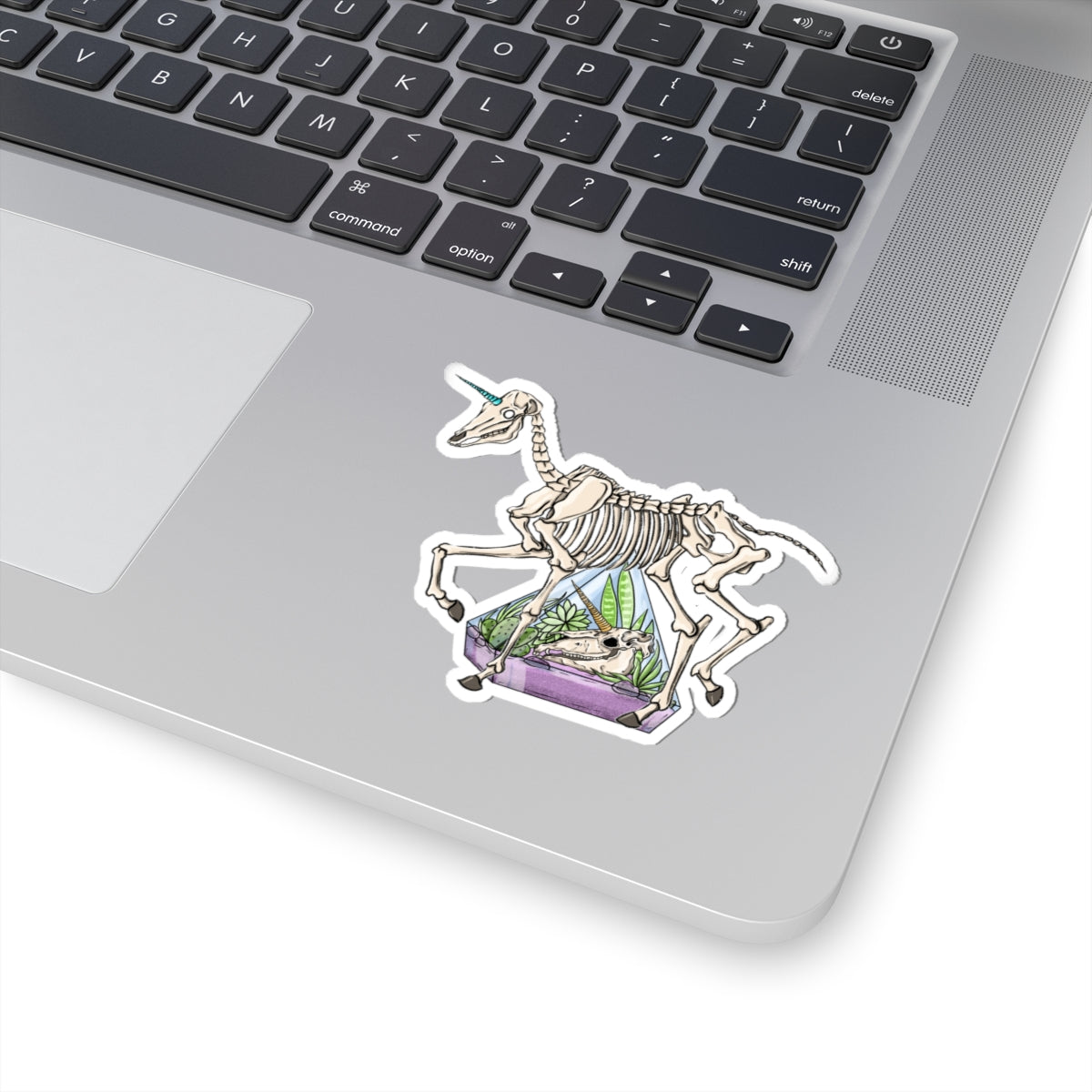 Skeleton Unicorn Kiss-Cut Stickers, Fun Laptop Decals, Unique Planner Accessories, Halloween Decor, Quirky Home Office Decor