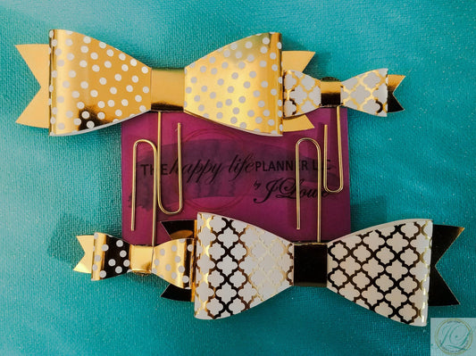 Gold paper bow planner clips