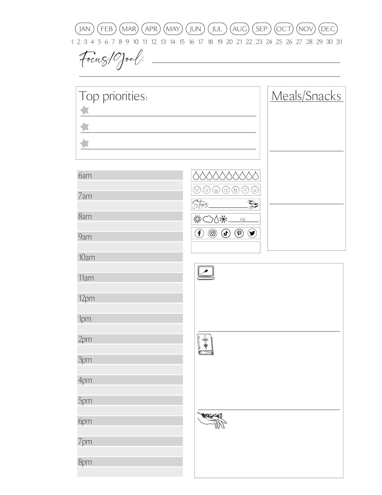 Daily Planner, PRINTABLE Planner, Daily Tracker, Day Organizer, Productivity Planner, Priority Planner. School, Work, Business, Personal