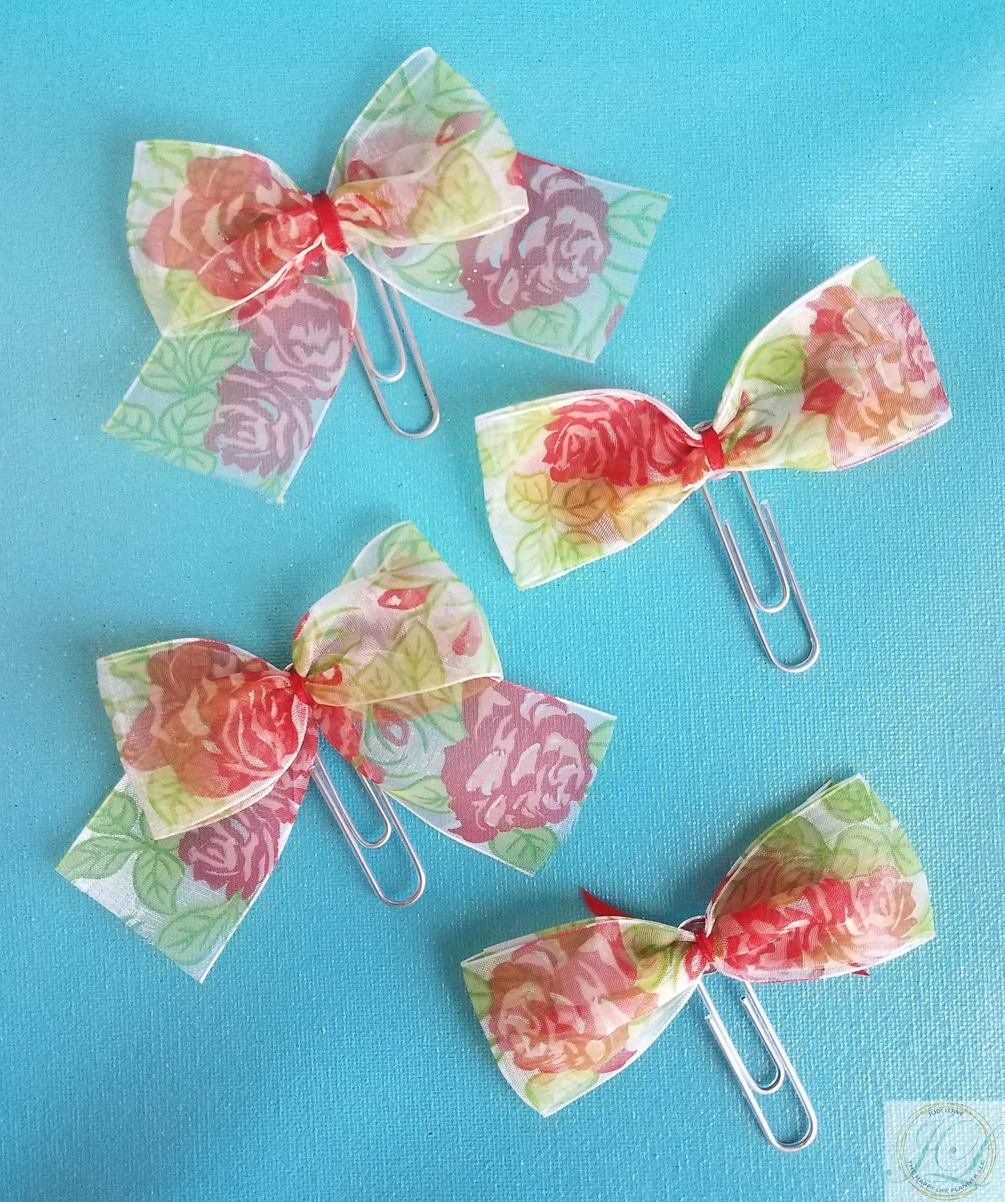 Rose planner clip bow set