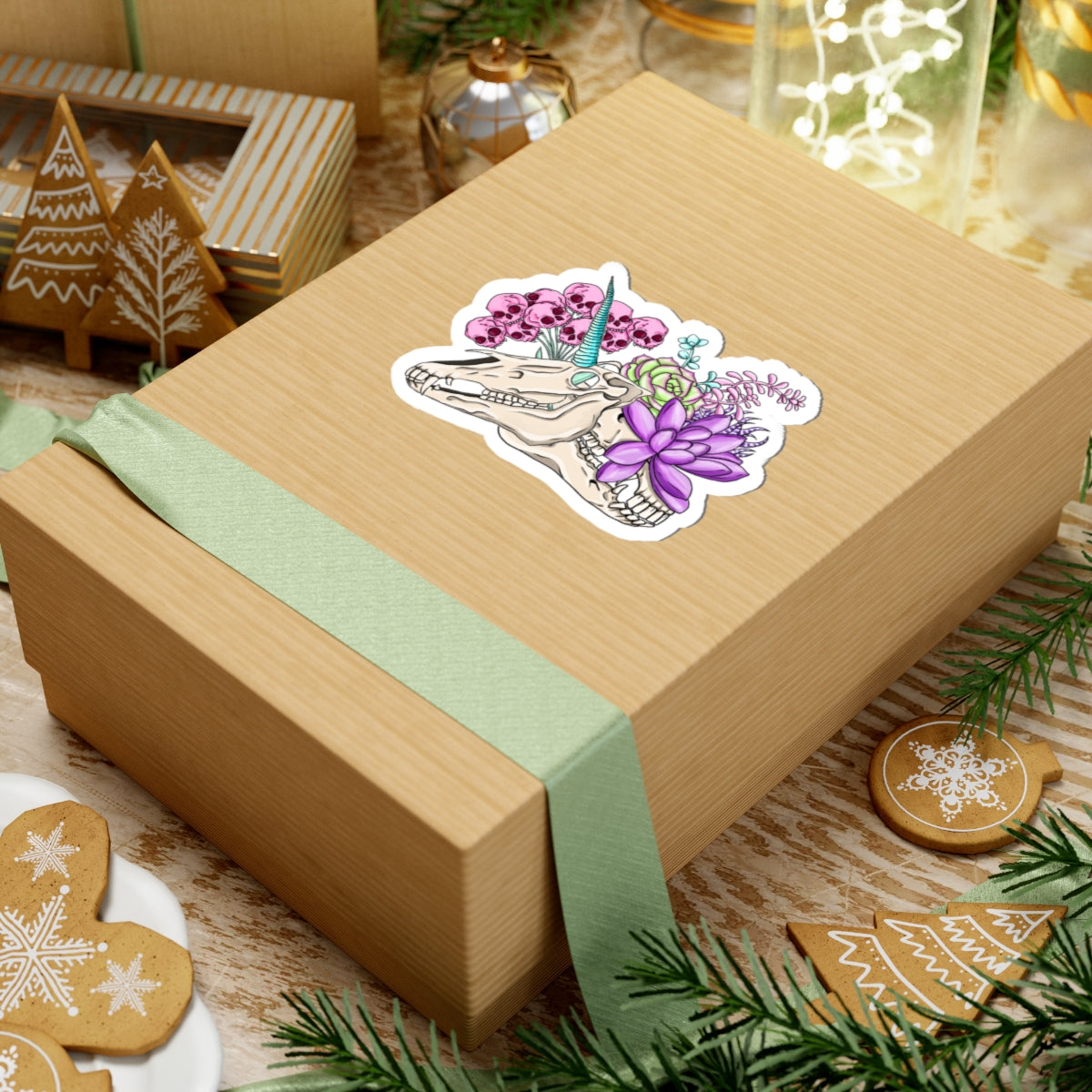 Unique Floral Skull Kiss-Cut Stickers for Boho Decor, Laptop, Scrapbooking, Gifts, Arts & Crafts