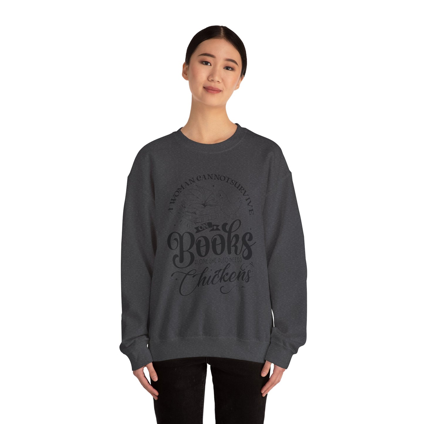 Cozy Book Lover Sweatshirt - Perfect for Readers, Gift for Bookworms, Library Fashion, Chicken Enthusiast Apparel, Novelty Crewneck