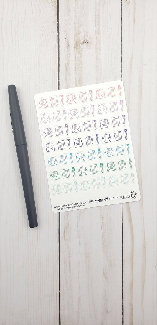 Mail/Letters/Write planner stickers, writing or notes stickers, planner stickers, functional stickers