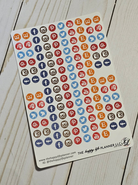 Social Media Icon Planner Stickers, Happy Planner Stickers, Planner stickers, sticker kit, social, media icon stickers. Read Description!