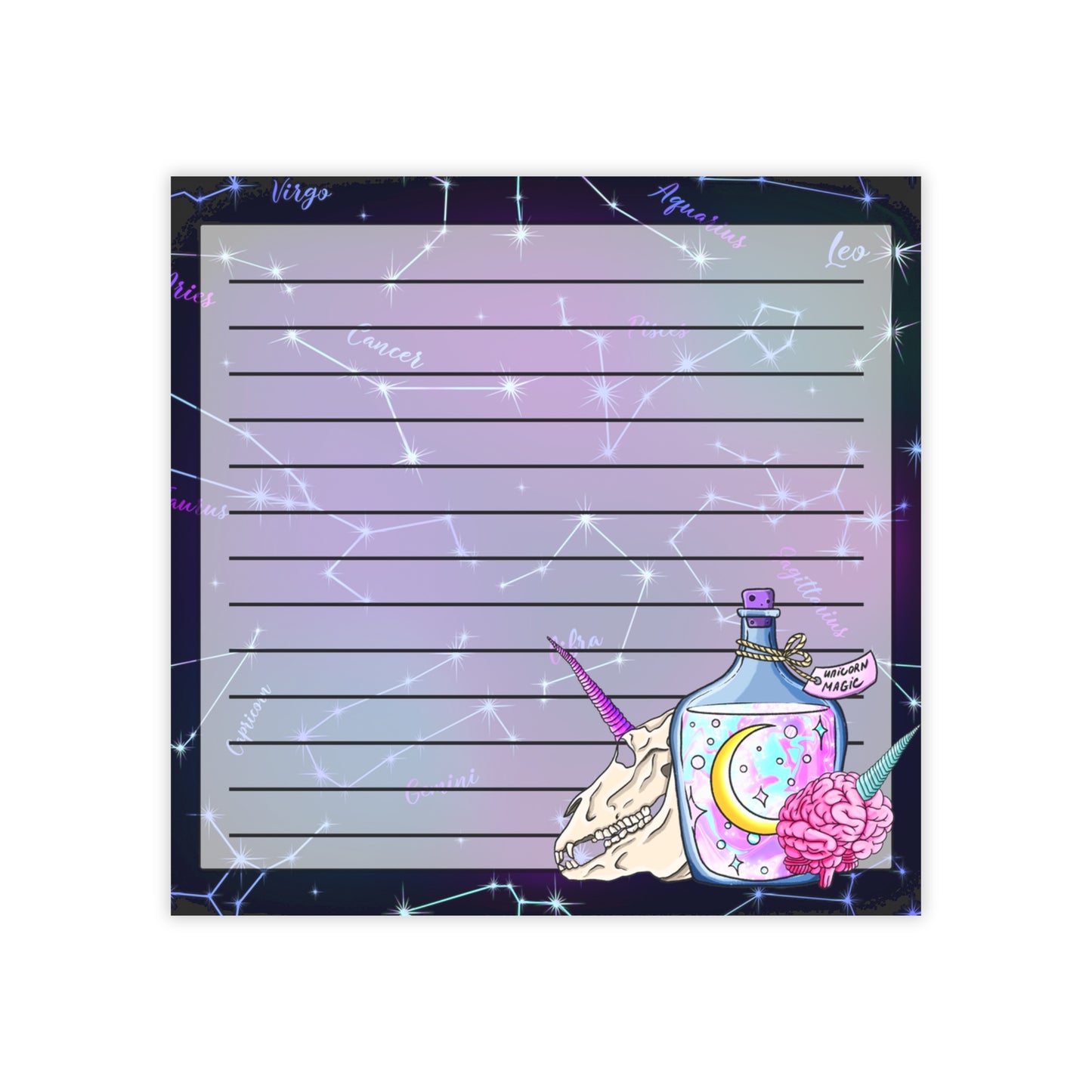 Undead Unicorn Notepad, Cute Fantasy Creature Sticky Notes, Magical Memo Pad, Halloween Stationery, Mythical Horse Desk Organizer, Spooky