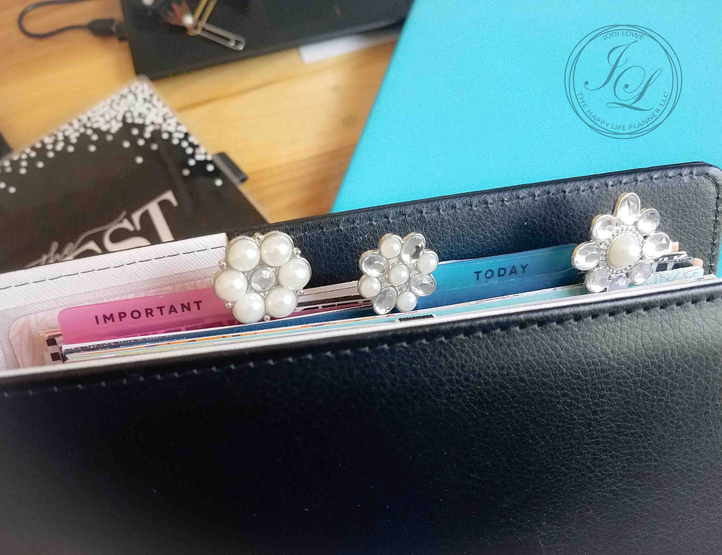Pearl and Crystal planner clips