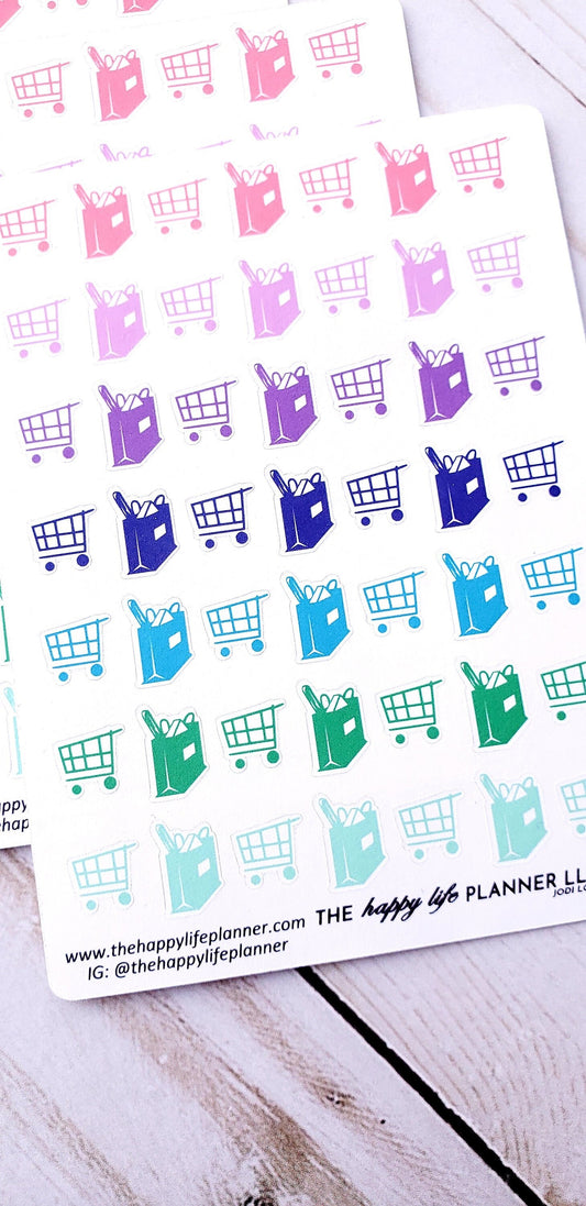 Grocery Shopping planner stickers, shopping stickers, planner stickers, functional stickers