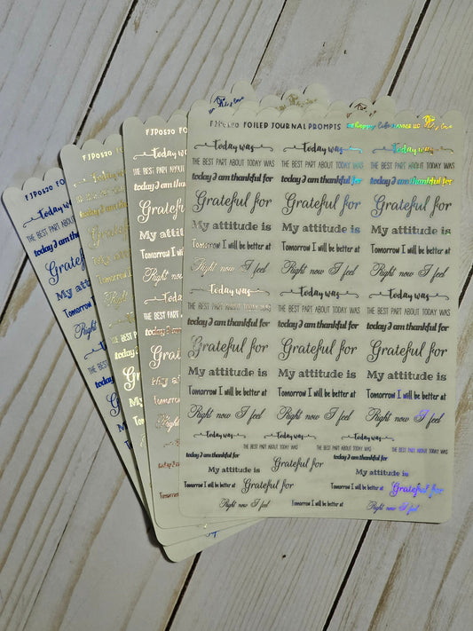 Journal Prompt stickers, Foil stickers, journal, prompt, planner stickers, foiled stickers, planner. Read Description!
